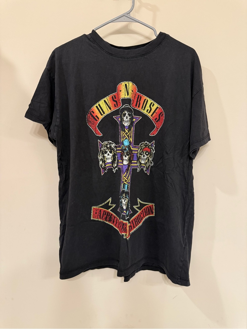 Cotton On Black Guns N' Roses Graphic Tee with Multicolor Print